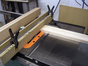 Stacked Dado setup on the table saw to cut tenons.